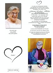 Parte von Johanna Lackner-Huber † 16.12.2025 aus Schwarzach im Pongau