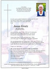 Parte von Anna Gratz † 03.03.2026 aus Großarl