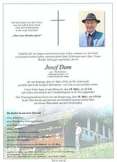Parte von Josef Dum † 14.03.2026 aus St. Veit im Pongau
