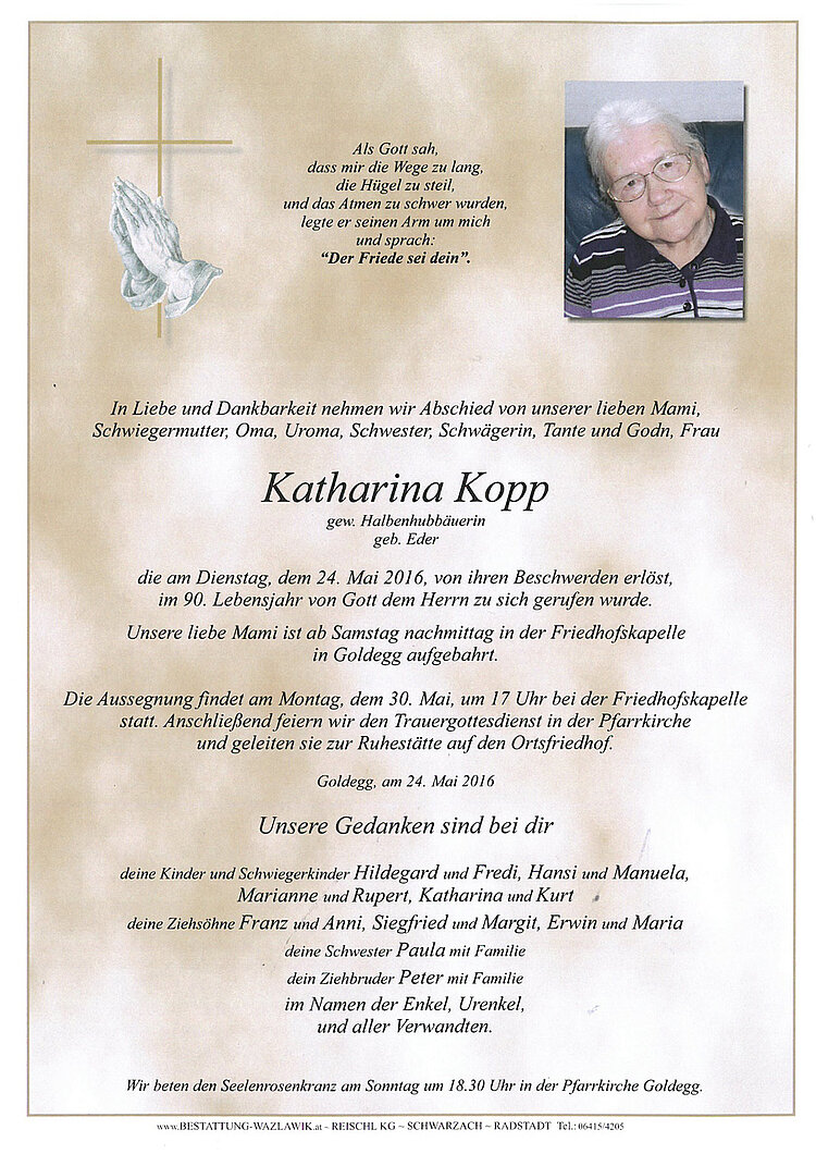 Parte von Katharina Kopp † 24.05.2016