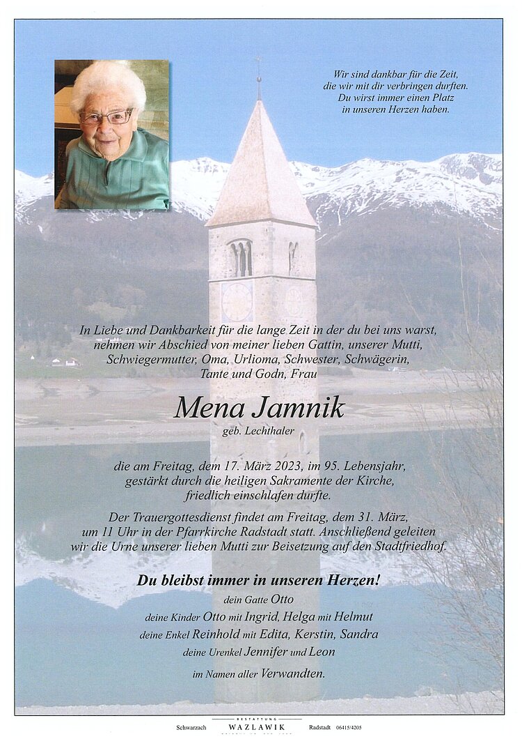 Parte von Mena Jamnik † 17.03.2023