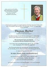 Parte von Thomas Bacher † 20.05.2026 aus St. Johann im Pongau