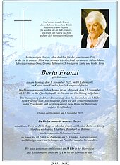 Parte von Berta Franzl † 03.11.2025 aus Dienten am Hochkönig