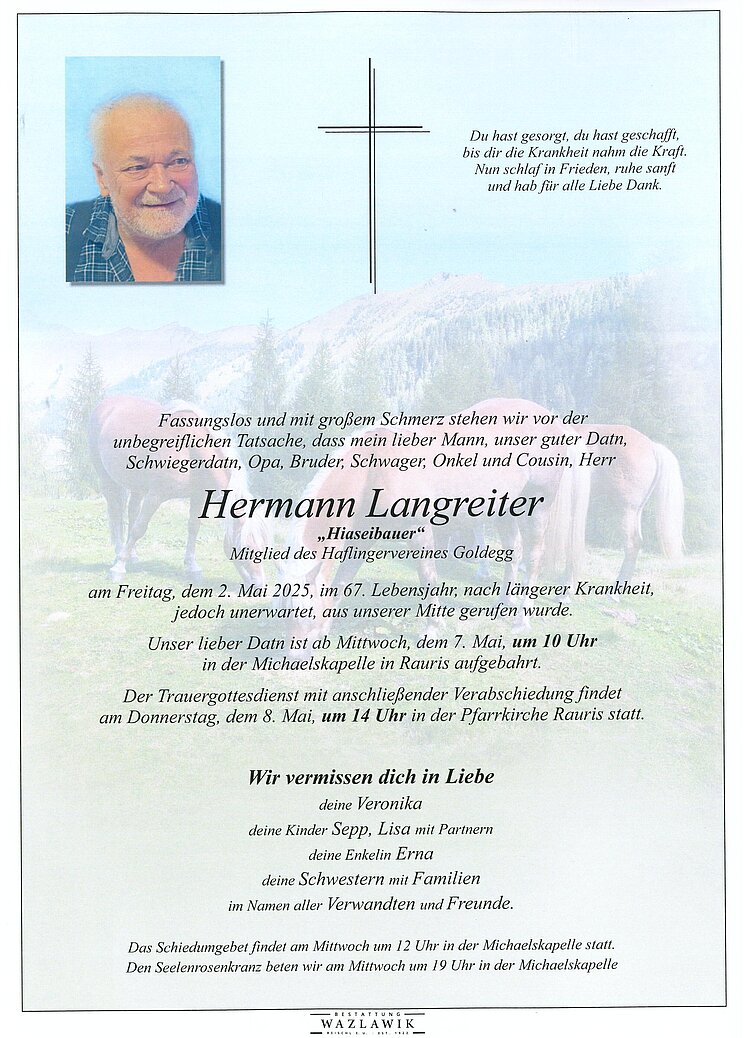 Parte von Hermann Langreiter † 02.05.2025