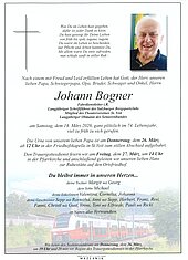 Parte von Johann Bogner † 14.03.2026 aus St. Veit im Pongau