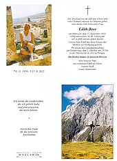 Parte von Edith Beer † 17.09.2025 aus St. Veit im Pongau