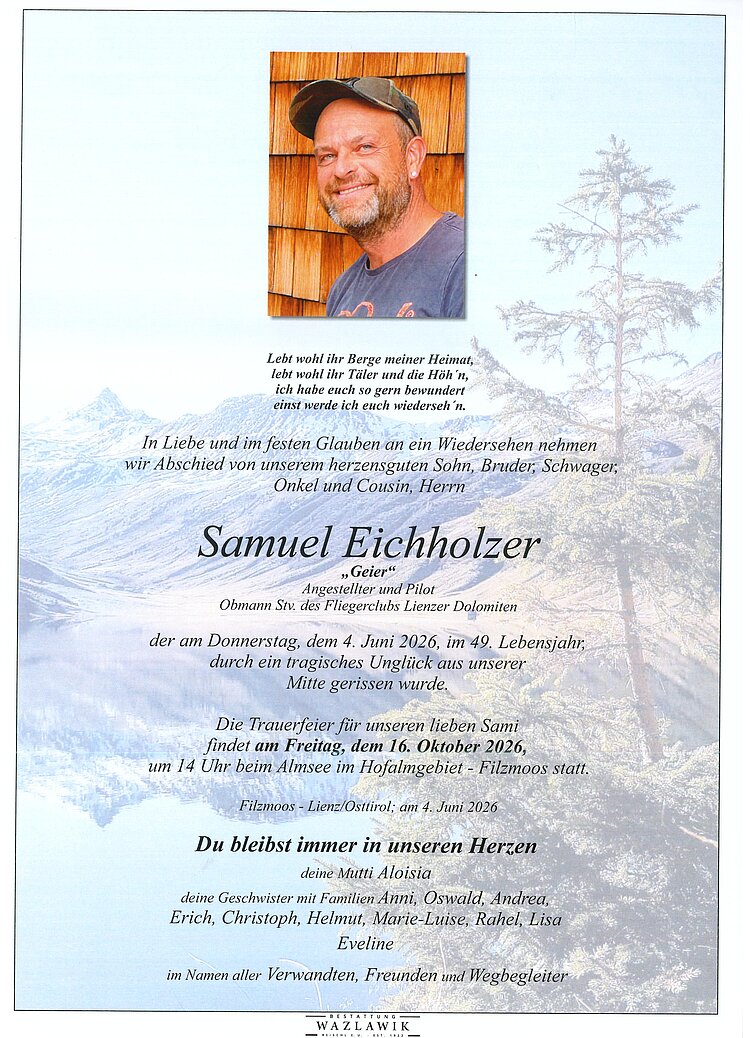 Parte von Samuel Eichholzer † 04.06.2026
