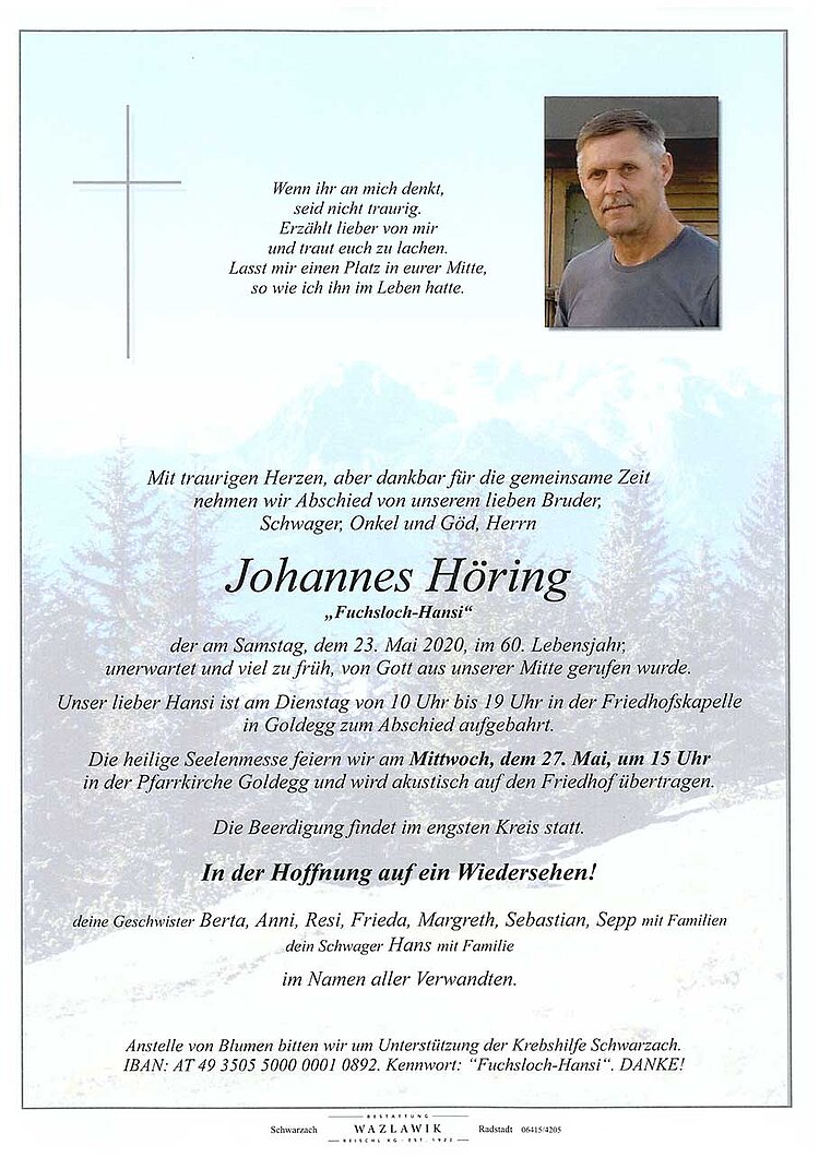Parte von Johannes Höring † 23.05.2020
