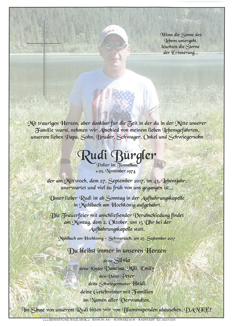 Parte von Rudi Bürgler † 27.09.2017