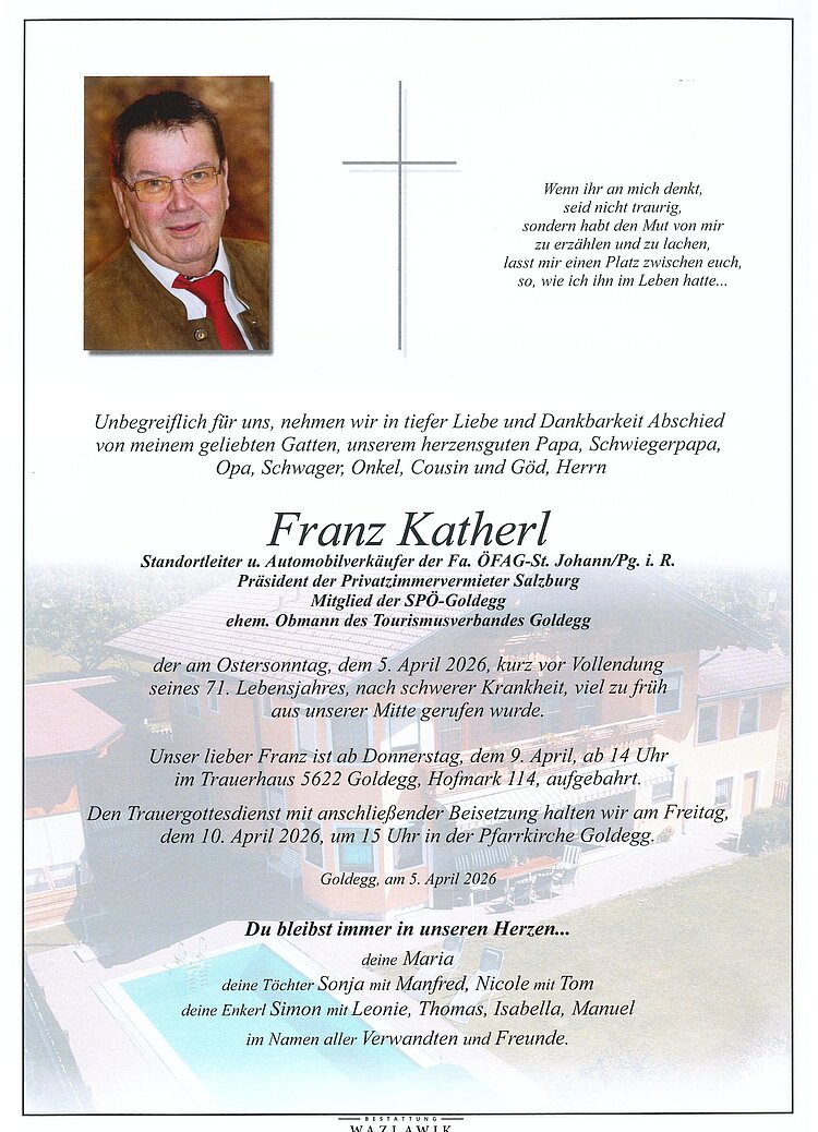 Parte von Franz Katherl † 05.04.2026