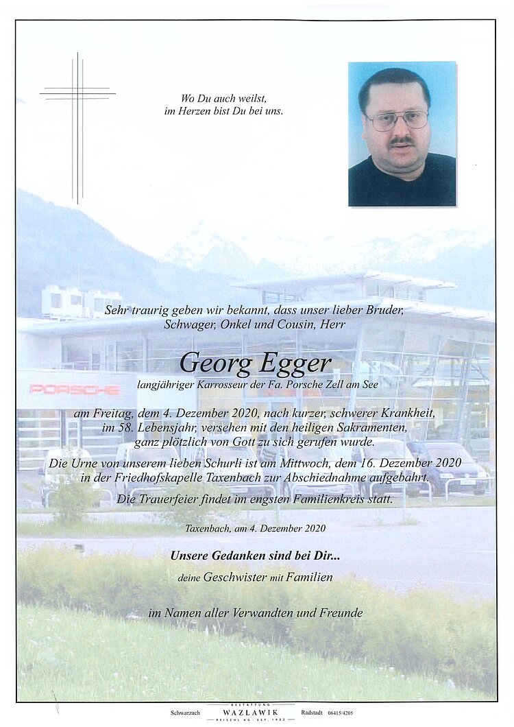 Parte von Georg Egger † 04.12.2020