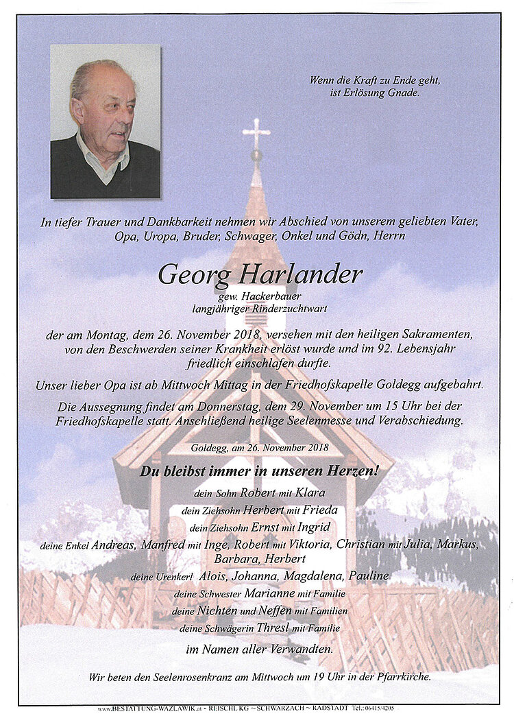 Parte von Georg Harlander † 26.11.2018