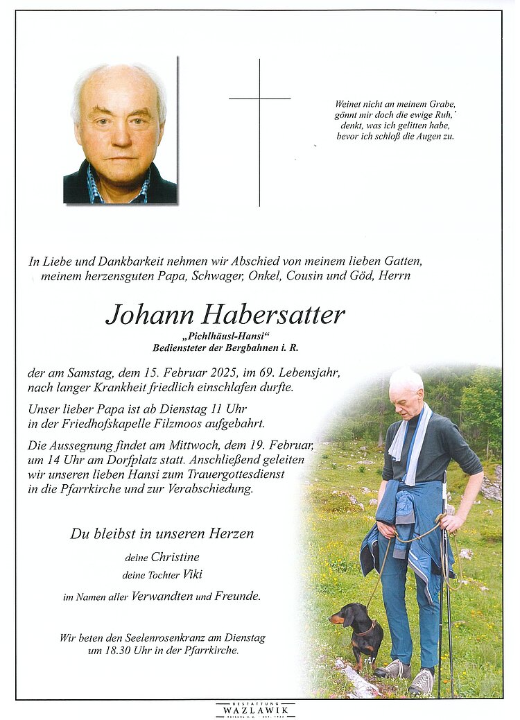 Parte von Johann Habersatter † 15.02.2025