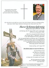 Parte von Horst Schimmelpfennig † 29.08.2026 aus Dienten am Hochkönig