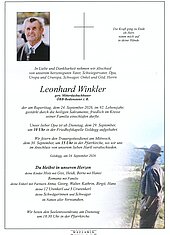 Parte von Leonhard Winkler † 24.09.2026 aus Goldegg