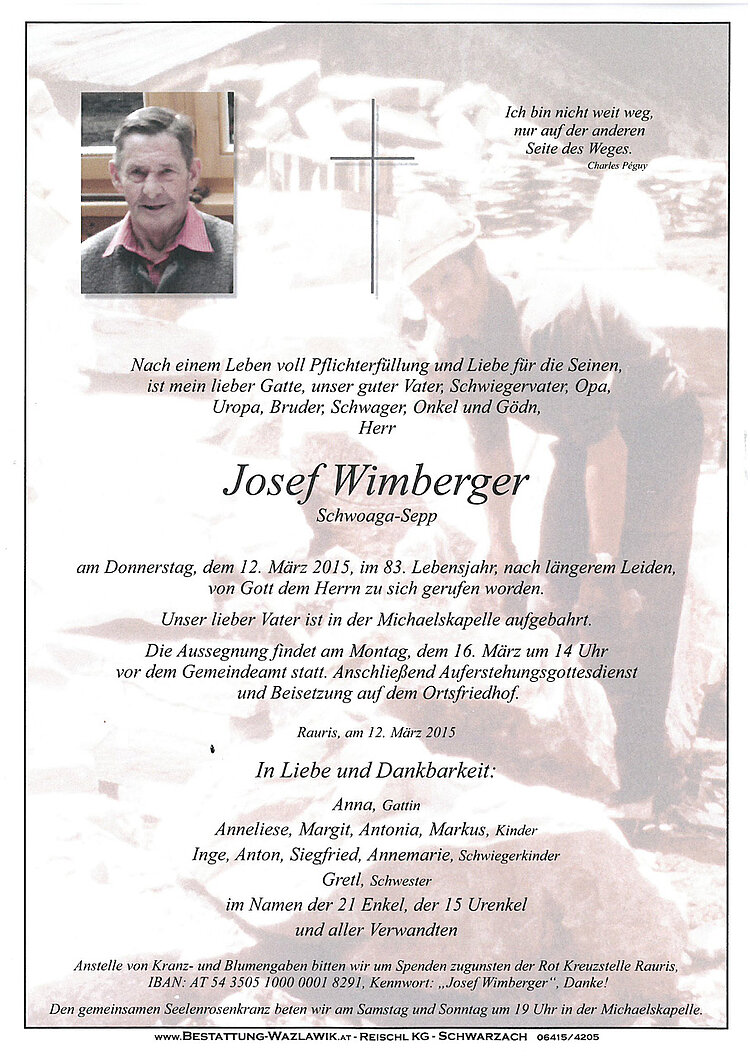 Parte von Josef Wimberger † 12.03.2015