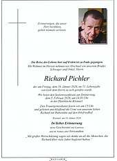 Parte von Richard Pichler † 16.01.2026 aus Kleinarl