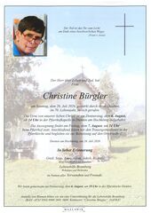 Parte von Christine Bürgler † 26.07.2026 aus Dienten am Hochkönig